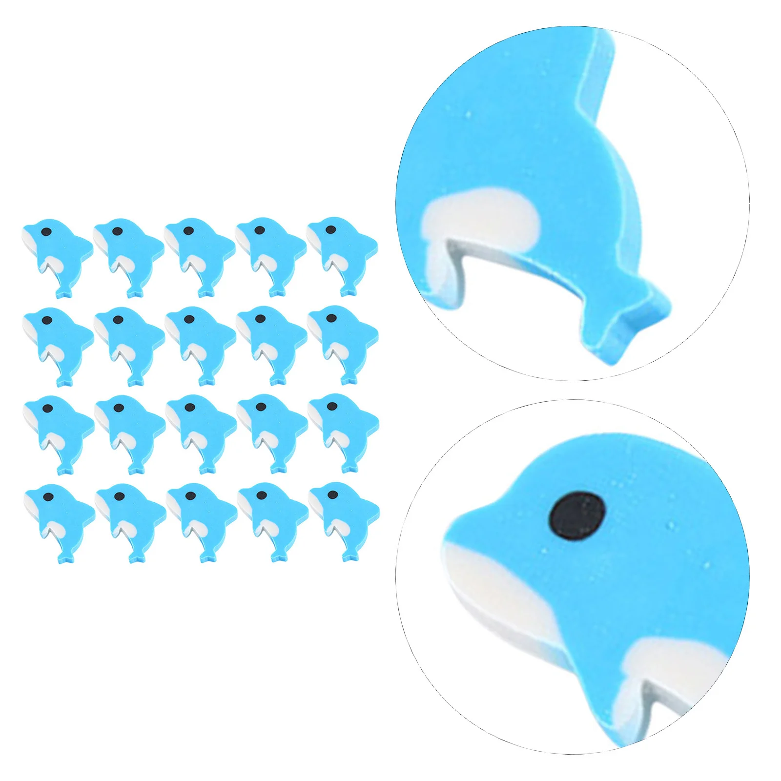 

20Pcs Realistic Dolphin Erasers Kids Effective Clean Precise Erasing Classroom Incentives Kawaii Erasers Student Prizes