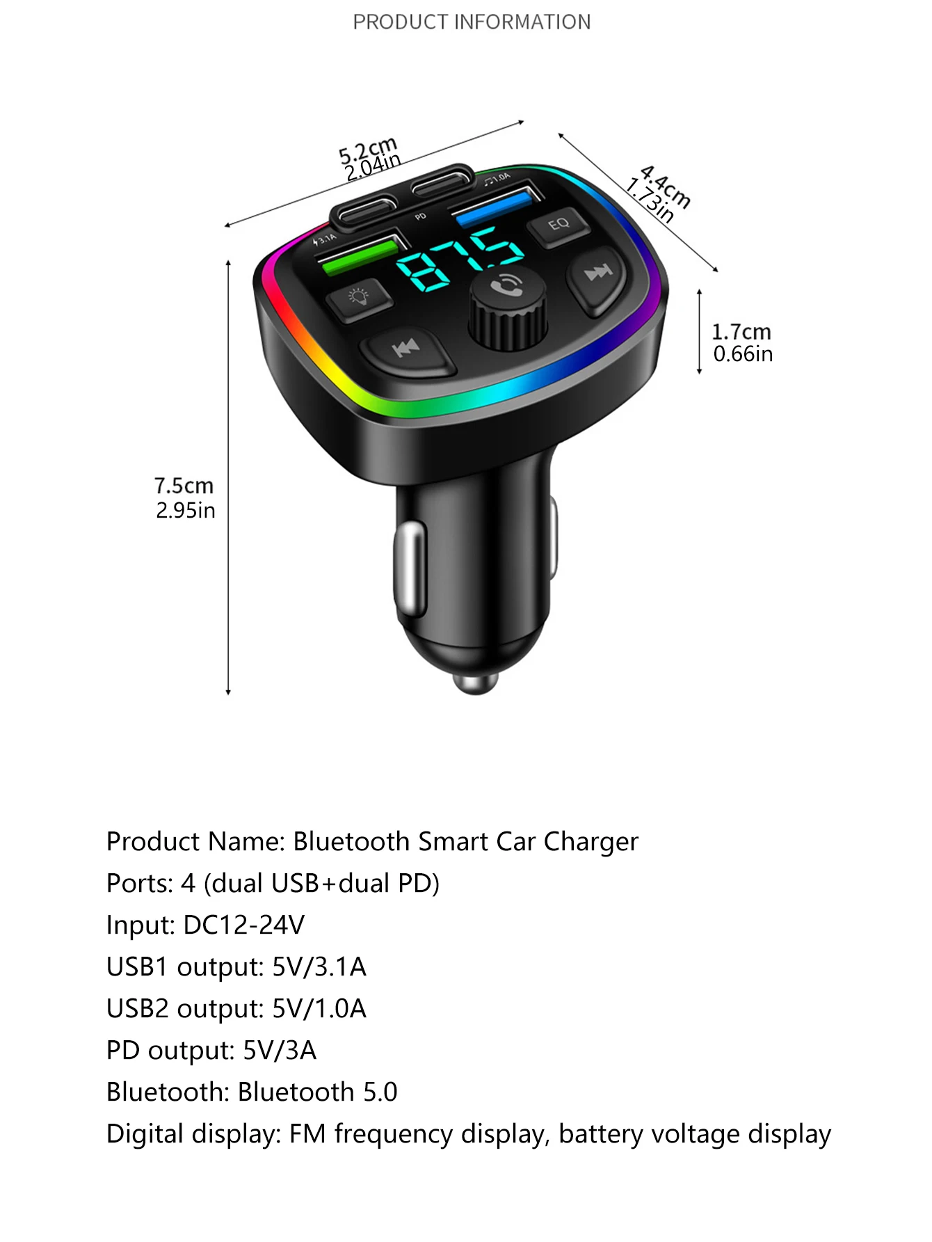 Автомобильное крепление Halo интегрируется MP3-плеер, прием FM-радио и функции передачи звука Bluetooth 5.0, поддерживает QC3.0