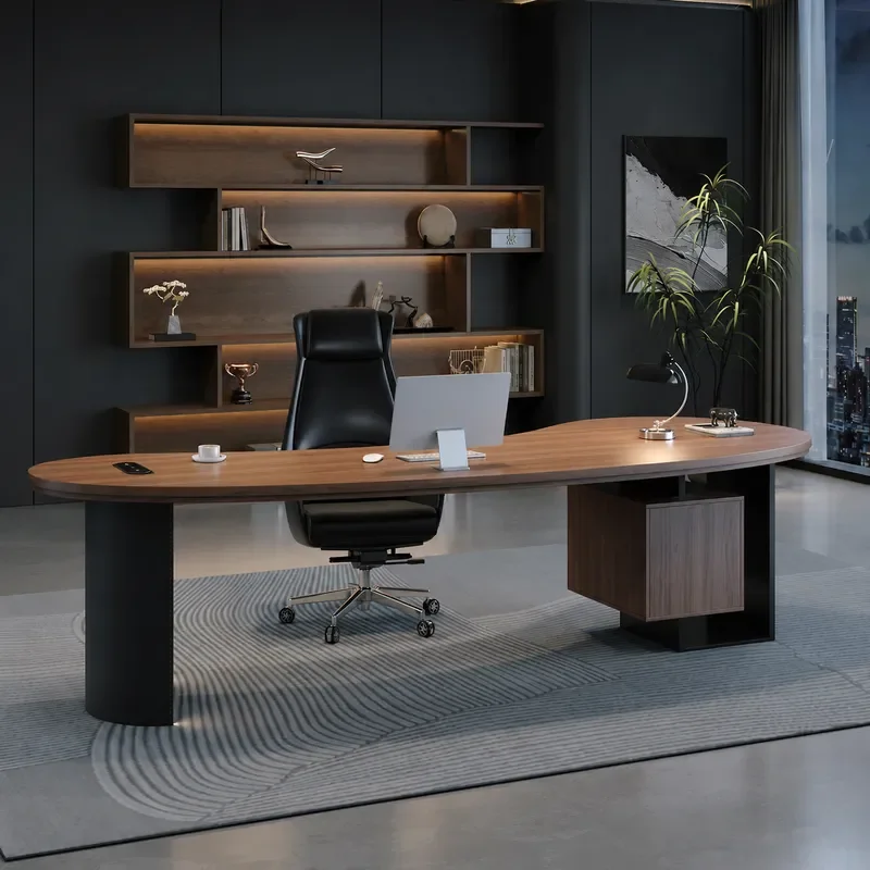 Solid Wood Office Desk and Chair Set Modern Simple High End Large Executive Computer Table for Boss Home Workspace
