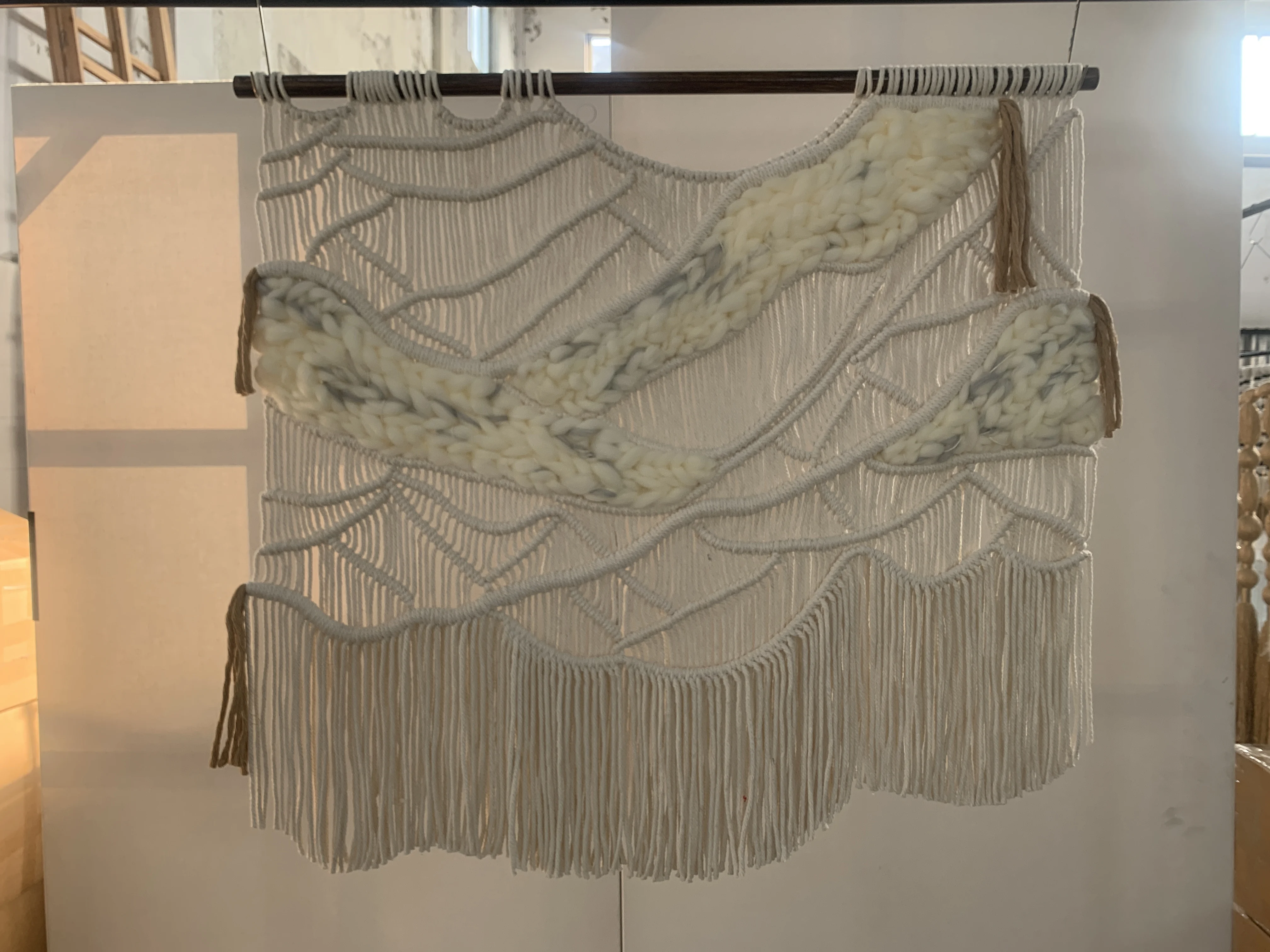 #￥Bohemian Style Cotton Wall Art Personalized Macrame Hanging with Tassels for Birthday & Anniversary