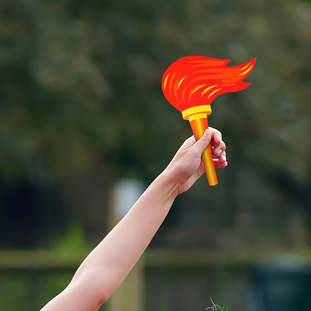 

4pcs Realistic Torch Props Fake Flame Stage Performance Dance Props Lightweight Decor For Cheering