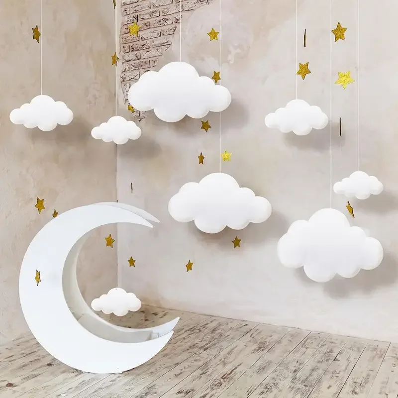 دعائم سحابة زخرفية ثلاثية الأبعاد لحفلات الزفاف وأعياد الميلاد والمناسبات الخاصة يمكن تعليقها في ديكور أداء مرحلة الغرفة #5