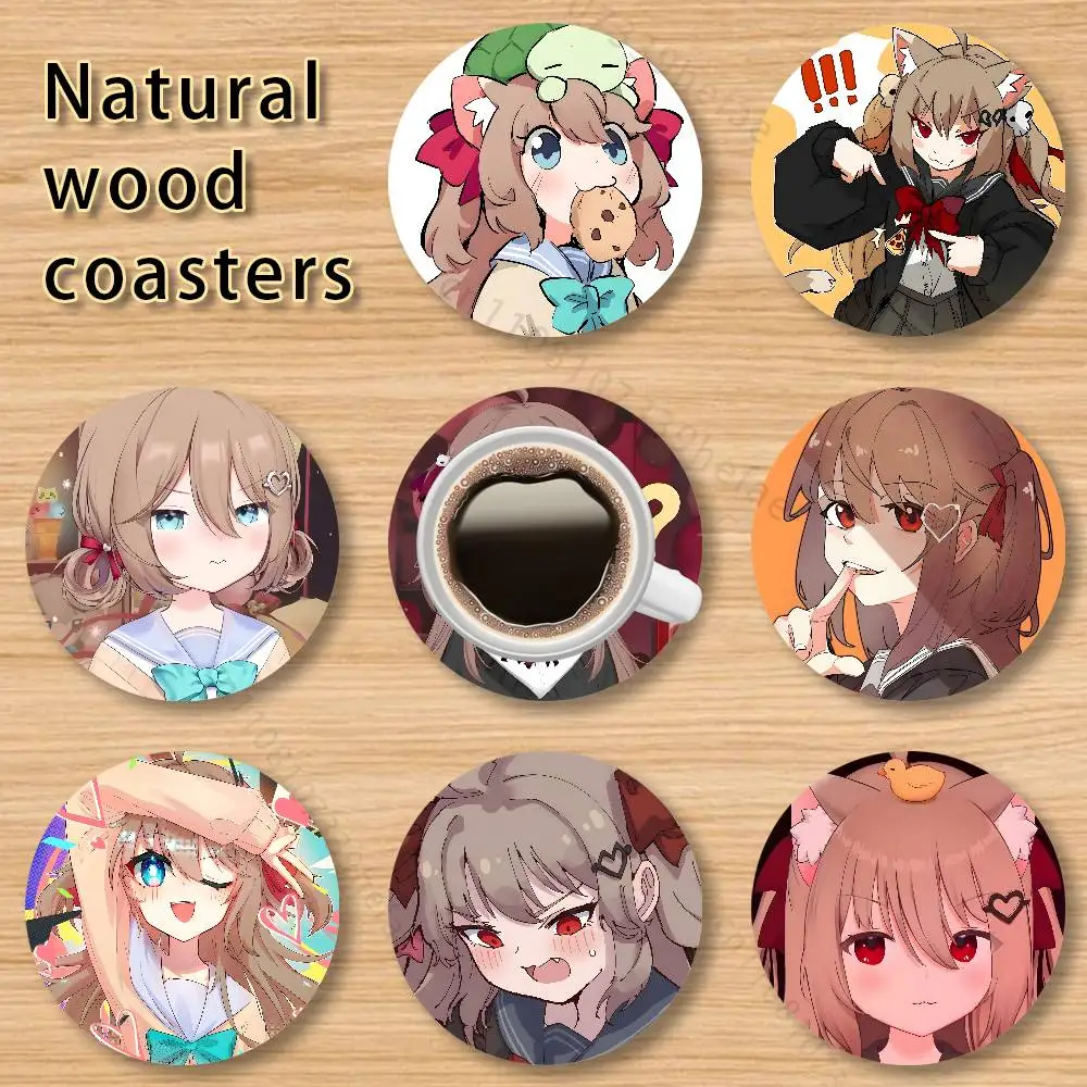 

N-Neuro Sama Vtuber wooden anti-slip coasters suitable for home office and theme party decoration