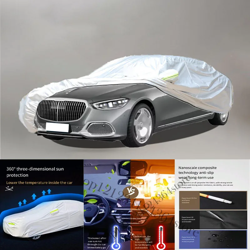 

For Maybach S Class 210T fit Outdoor Protection Full Car Covers Snow Cover Sunshade Waterproof Dustproof Exterior Car covere