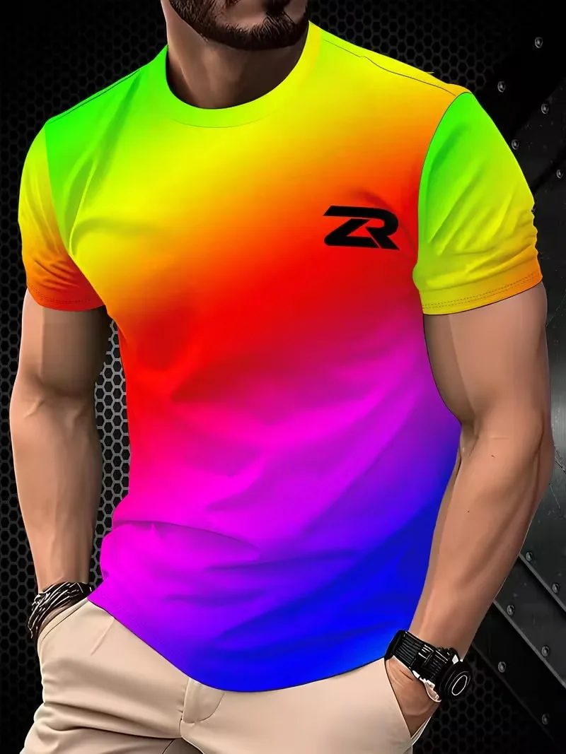 Men color blocking Short Sleeved T-Shirt Fashion Lightweight Breathable Sports Pullover Daily Casual Shirt Street Men's Clothing