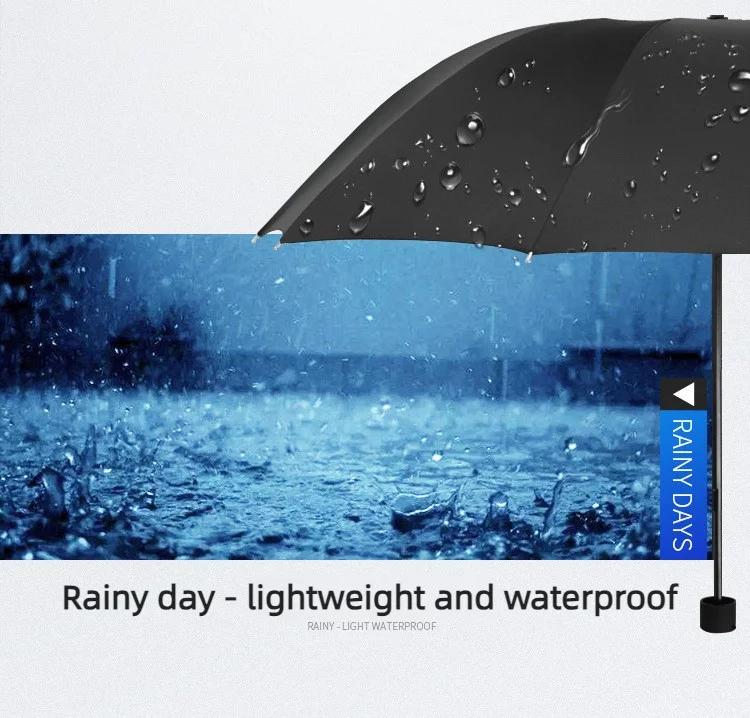 10-rib Manual Triple-fold Folding Umbrella, Suitable For Both Sunny And Rainy Days, Sunshade Umbrella