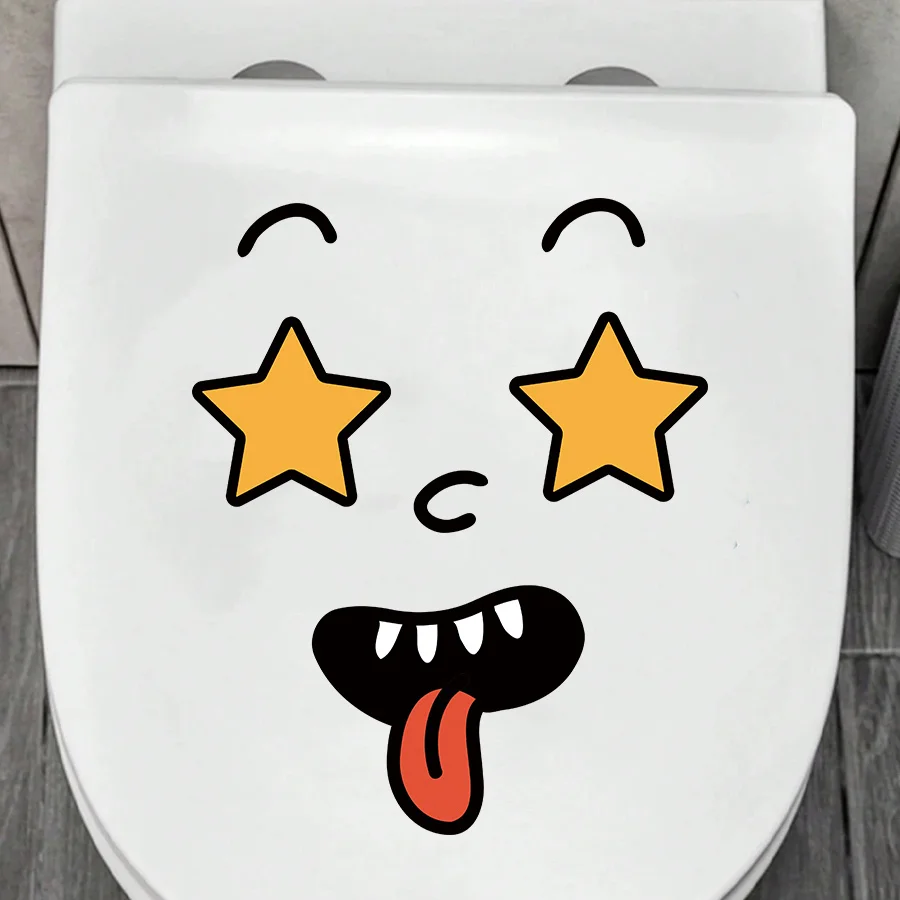 4/8pcs Funny Face Trash Can Stickers Vinyl Decals,Cute Garbage Bin Toilet Wall Car Cabinet Decor, Removable Adhesive Labels - view 3