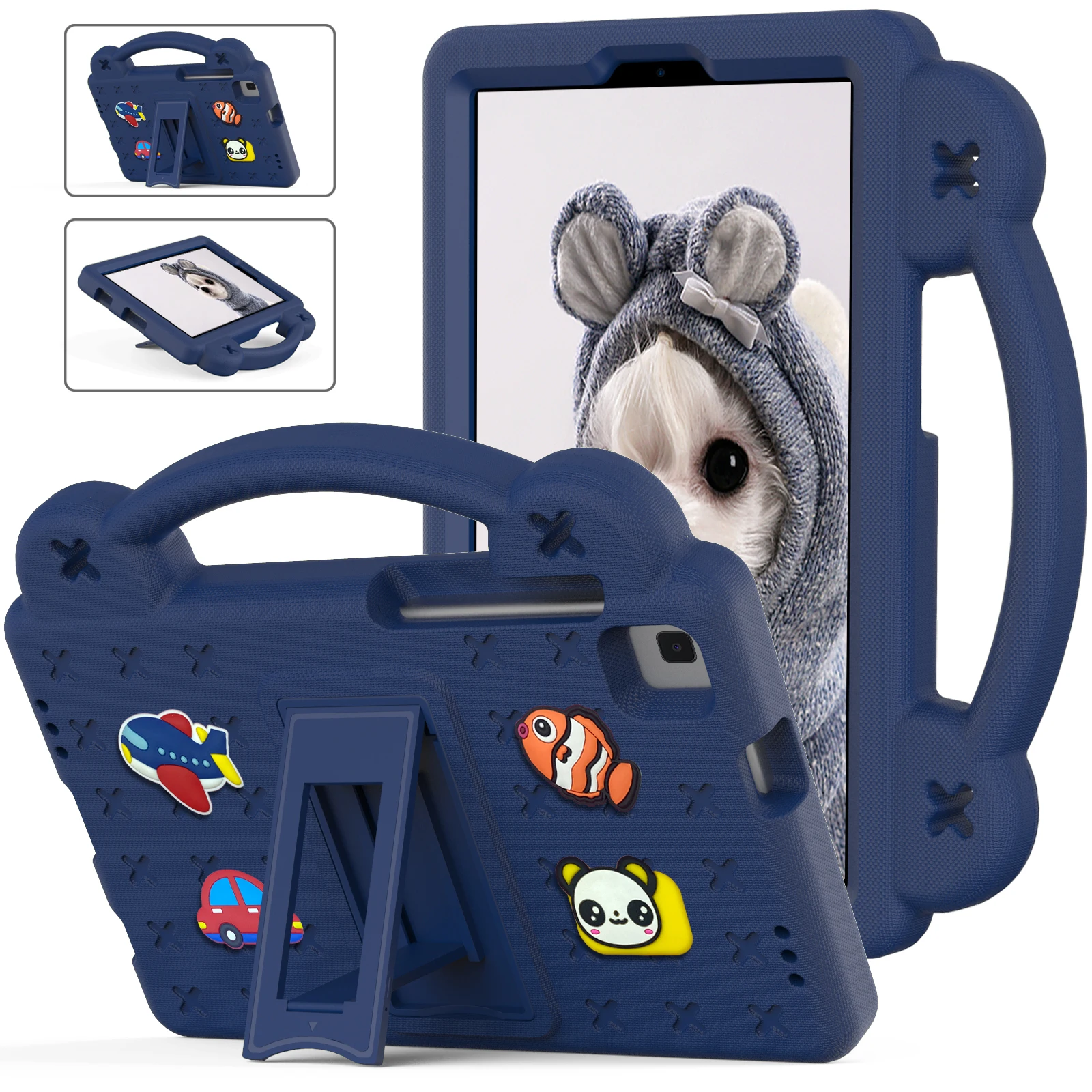 For Nokia T20 10.36 Inch 2021 Cute Panda Pattern Kids Case Shockproof EVA With Hand Holder Bracket Tablet Cover