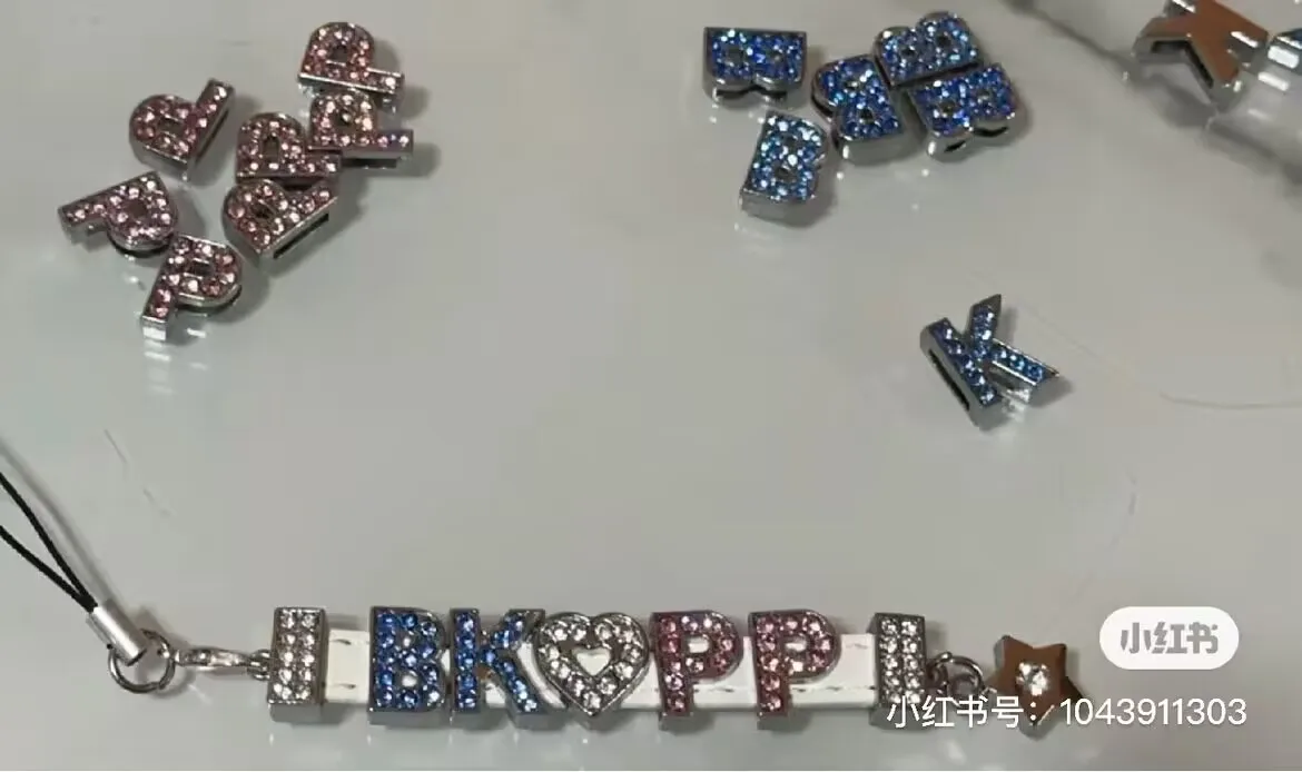 10pc A-Z Alloy Rhinestone Alphabet 8mm Slide Letters Charms Fit DIY Wristband Bracelet Pet Collar Jewelry Making Women Kids Gift