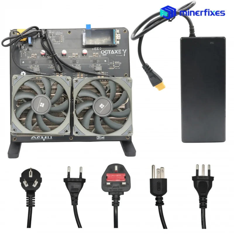 100% جديد Bitaxe NerdOCTAxe Dual Fans تبريد الهواء 9.6Th/s 150W Mini Bitcoin BCH Asic آلة التعدين مع PSU nerdaxe minerfixes