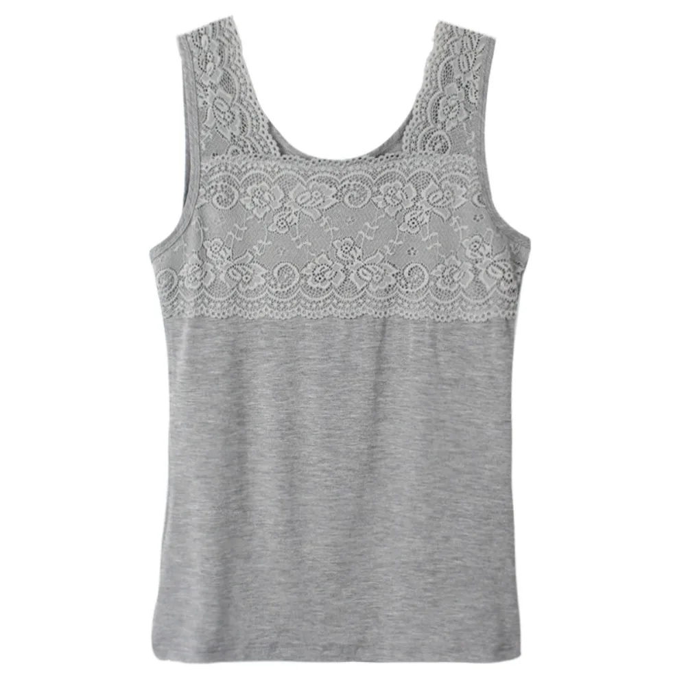 

All-match Seamless Sleeveless Vest Square Neck Slim Fit Lace Flower Crop Top Sweet Undershirts Camisole for Women Summer
