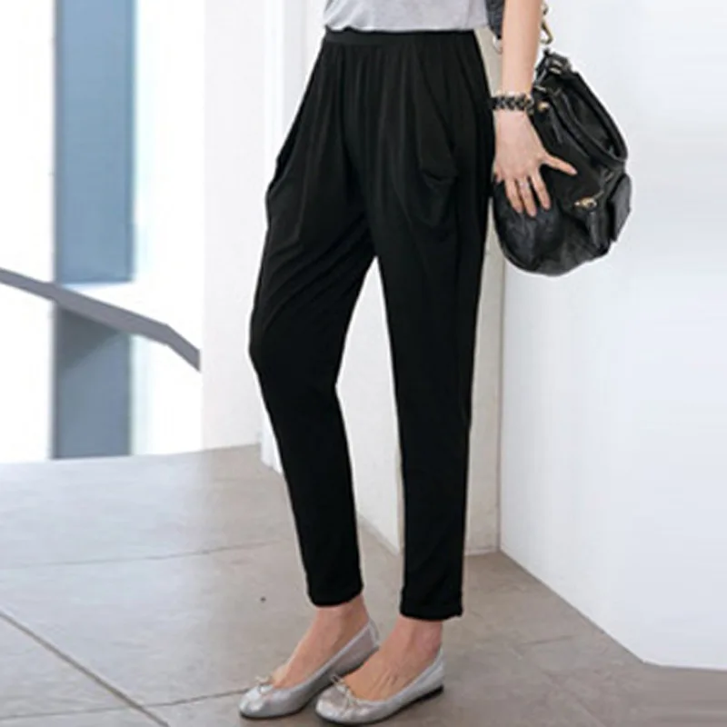 Woman Capris Soft Milk Silk Stretch Harem Pants Female Summer Breeches For Women Leisure Ankle Length Trousers
