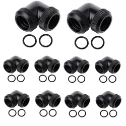 PC Water Cooling Fitting, G1/4 Thread 90 Degree Elbow Connector Fitting Duel Compression For Computer Water Cooling 10pcs