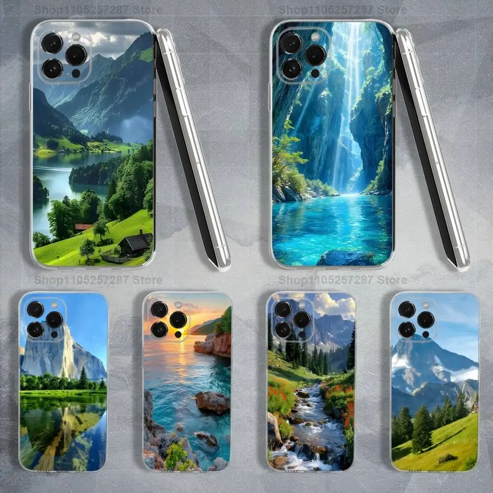 

Nature Travel Mountains Art Phone Case For iPhone,14,13,XR,SE,12,15,Pro,Max,Plus,11,17,16,X,XS,Mini Transparent Soft Cover
