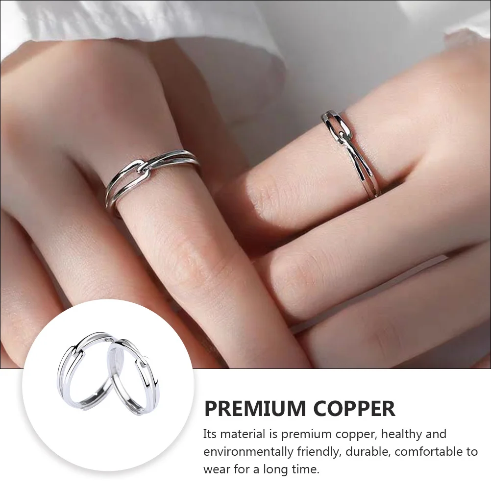 مجموعة خواتم للأزواج مكونة من زوج واحد من خواتم الأصابع الرقيقة العصرية للجنسين، ملابس مريحة، لمسة نهائية من النحاس الفاخر المصقول، إكسسوار يومي