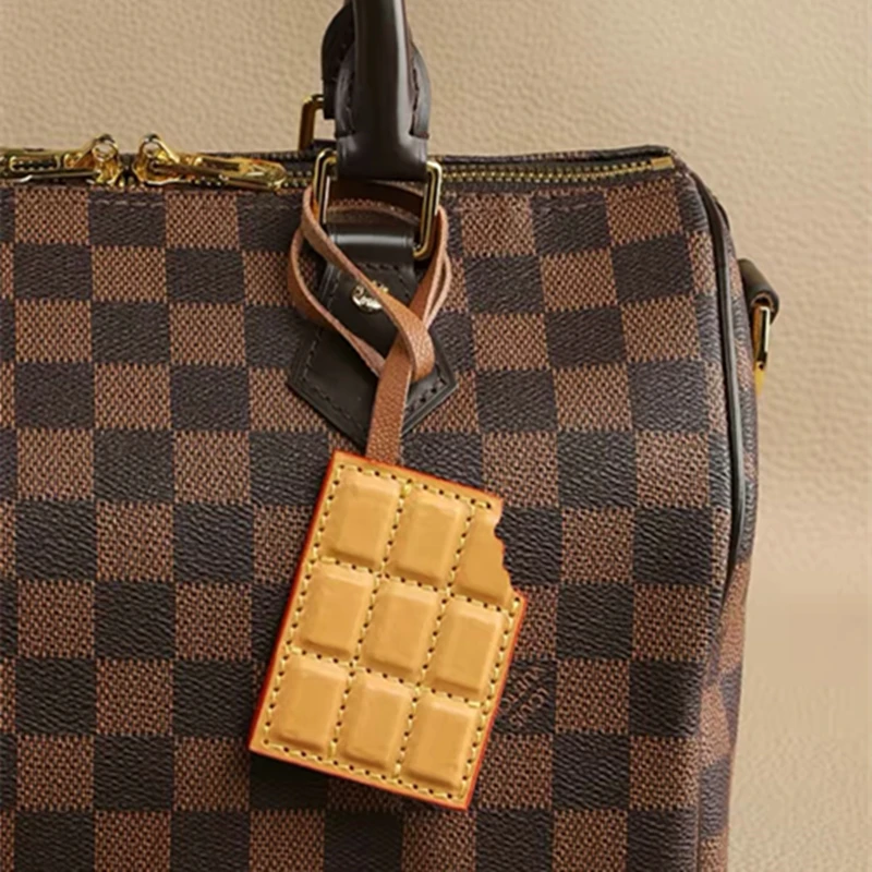 Bag Charm For LV Speedy Handbag Genuine Leather Chocolate Bag Pendant  Ornament Keychain Decoration Holder Gift Accessories