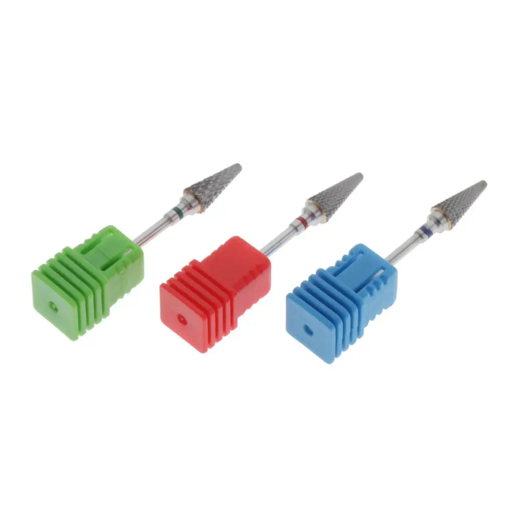 Pack of 3 Nail Art Polishing Drill Bits Gel Removal Buffing Grinding Bits