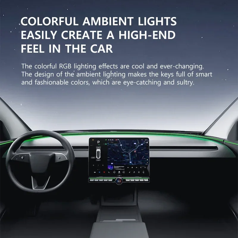 Pantalla de Control Central, botones físicos inteligentes para Tesla Model Y 3 2021-2024 con Panel multifunción de iluminación ambiental