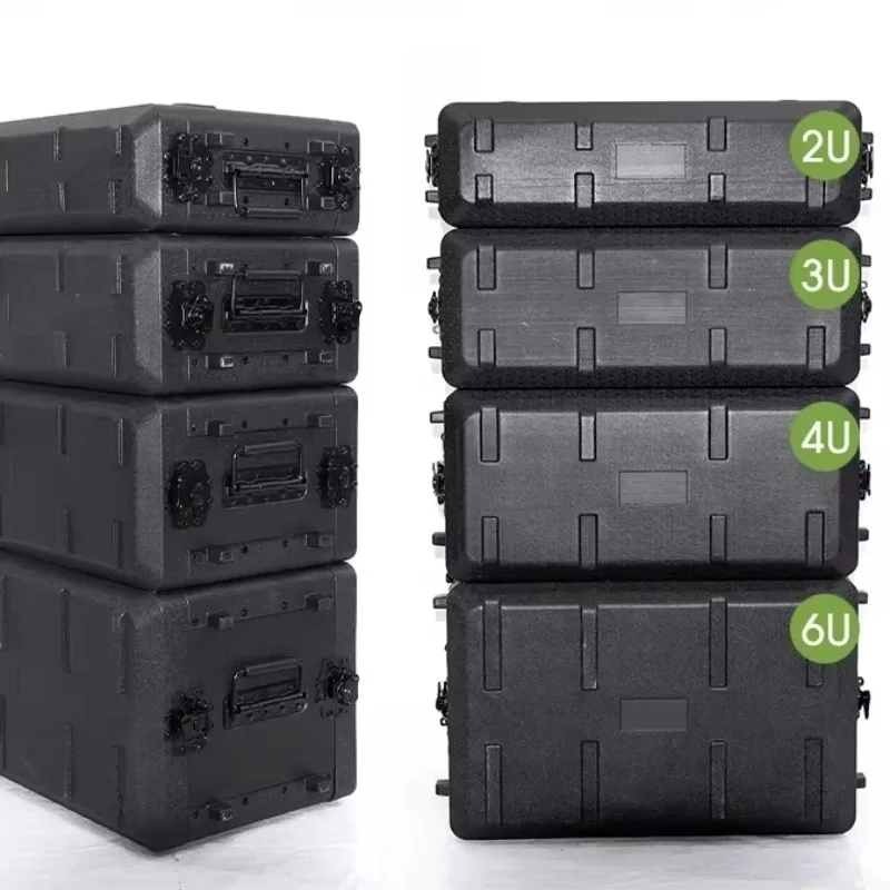 Custom 19-Inch Portable 2U 3U 4U 6U Hard Plastic Wireless Microphone Flight Case Shockproof Black PE Flight Case Dj Turntable