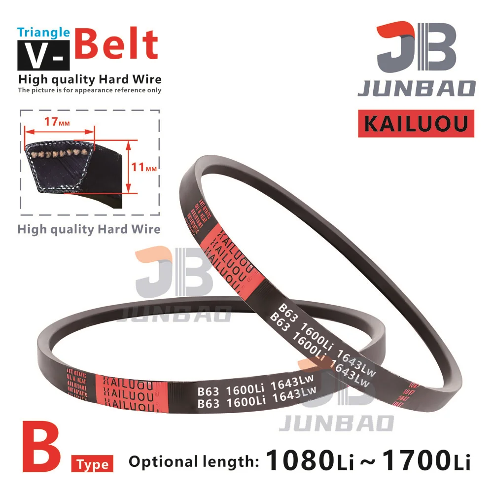 

KAILUOU Model B Triangle Belt Top Width 17mm Thickness 11mm V-Belt length 1080Li To 1700Li Industrial Driving Belt High Quality