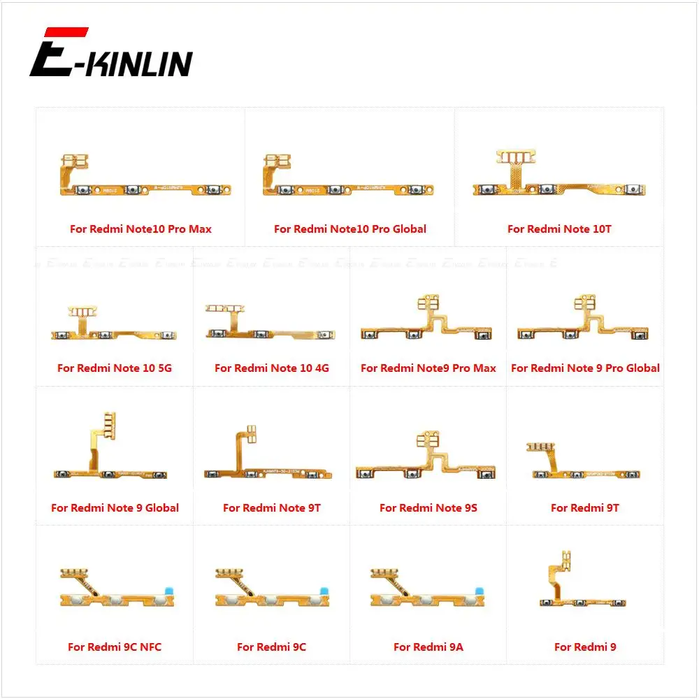 Power On Off Button Volume Switch Key Control Flex Cable Ribbon For XiaoMi Redmi 9C 9A NFC Note 9 9T 9S 10 Pro Max 10T