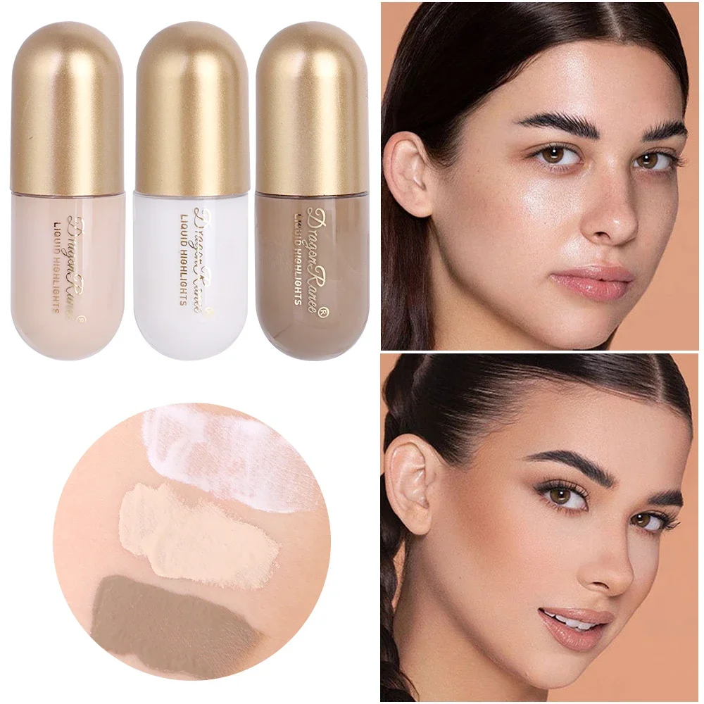 3 Teile/schachtel Matte Flüssigkeit Konturierung Bronzer Stick Braun Nase Schatten Creme Anhaltende Erhellen Concealer Highlighter Foundation Make-Up