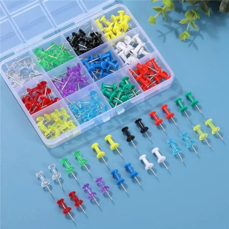 12 لون 150 قطعة دبابيس ضغط Strd الإبهام المسامير نقطة الصلب ودبابيس ضغط البلاستيك للوحة الإعلانات لوحة الفلين والجدار #3