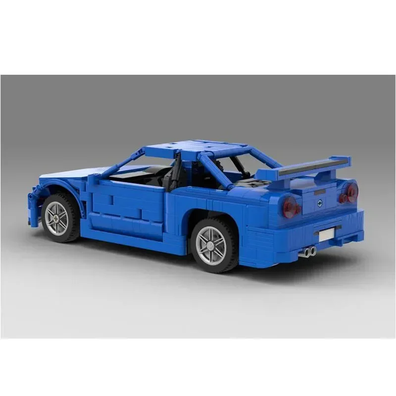 MOC-174789 R34 Blue Supercar Assembly Stitching Building Block Model1089Building Blocks Parts Children's Building Blocks ToyGift