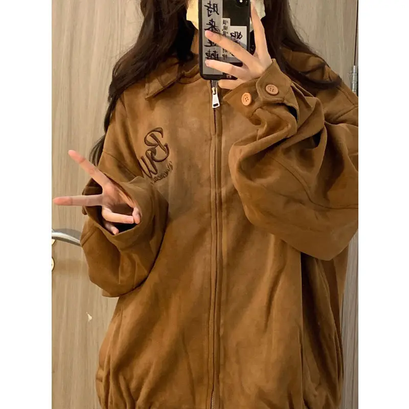 

Осенние женские куртки большого размера с мягкой подкладкой, простые пуговицы с лацканами спереди, качество премиум-класса, базовый дизайн, утолщенный стиль бойфренда