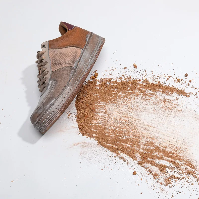 

Handmade Sewing Vintage Casual Sport Board Shoes Men's Sneakers Thick Soled Genuine Leather Oxford Flat Shoes Male Outdoor