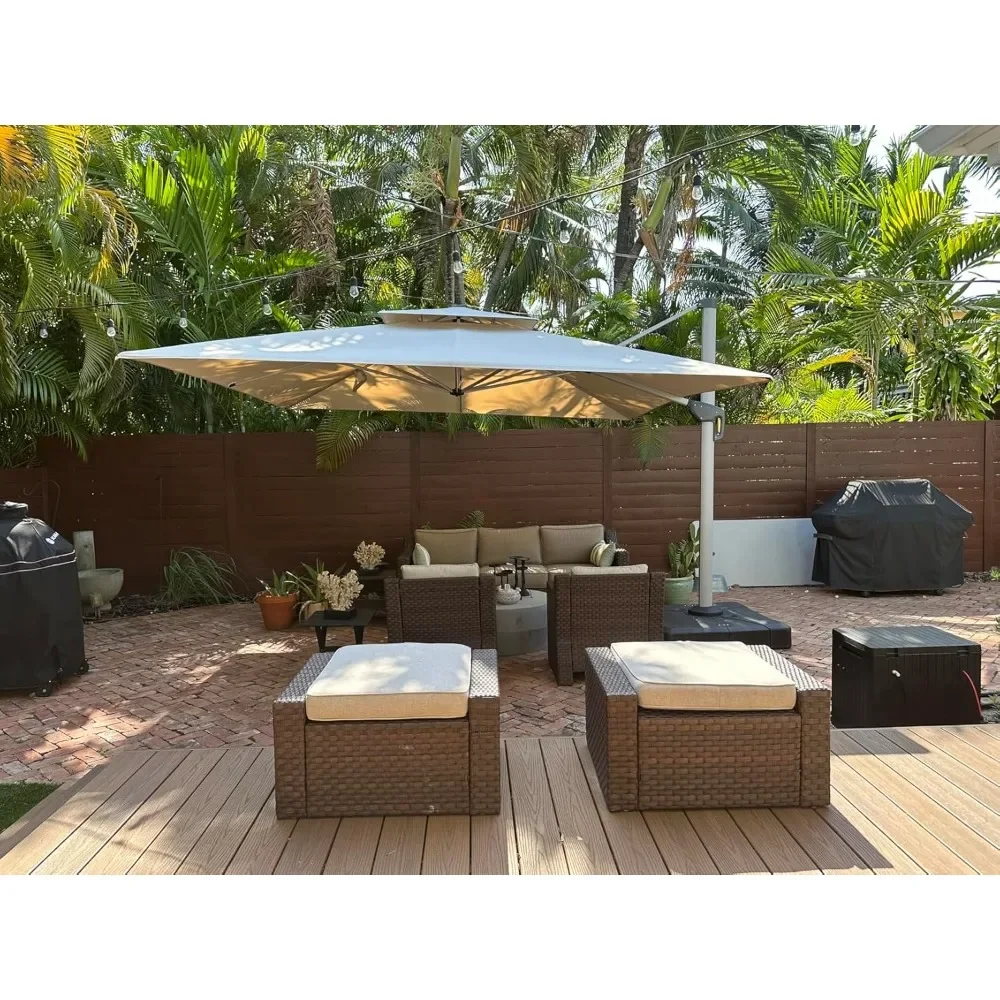 

10ft Patio Umbrella, Outdoor Square Large Cantilever Windproof Offset and Heavy Duty Sun Umbrella for Garden