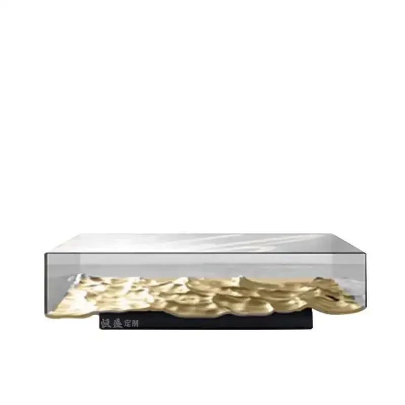 

Acrylic coffee table living room wabi sand wind glass transparent square water ripple