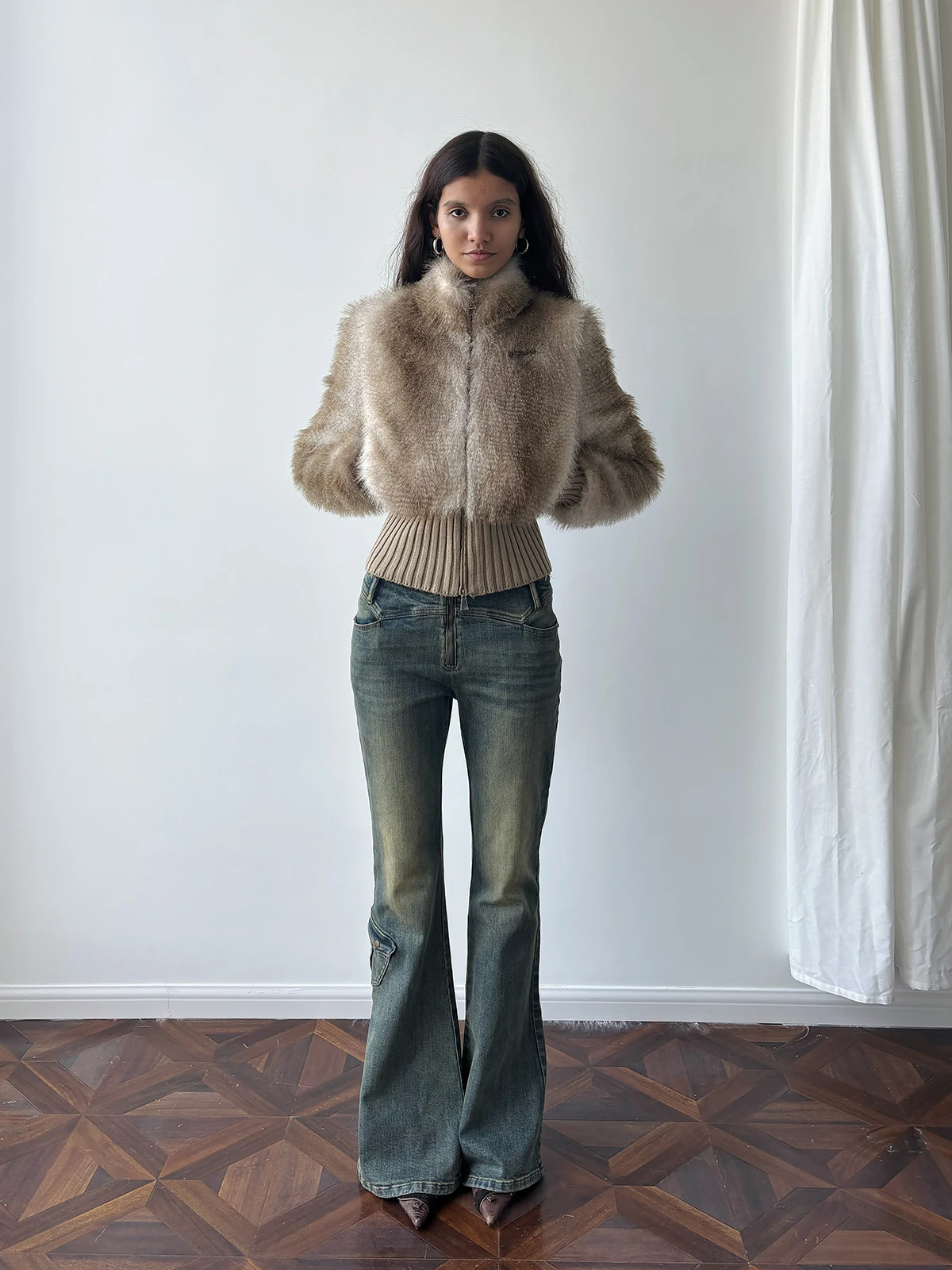 Strike a Pose Original Thiened Eco-Friendly Fur Jaet for Women Spring Autumn Spicy Girl Plu Coat Street Sle Regular L...