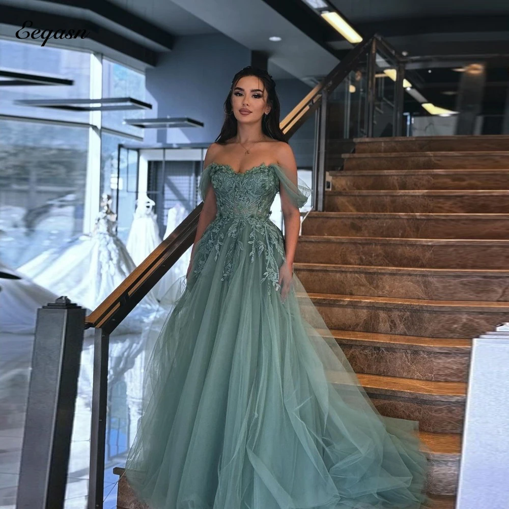 

Элегантные вечерние платья из тюля с кружевом Vestidos De Fiesta Elegantes Длинное платье трапециевидной формы без бретелек для выпускного вечера Robes De Soirée по индивидуальному заказу