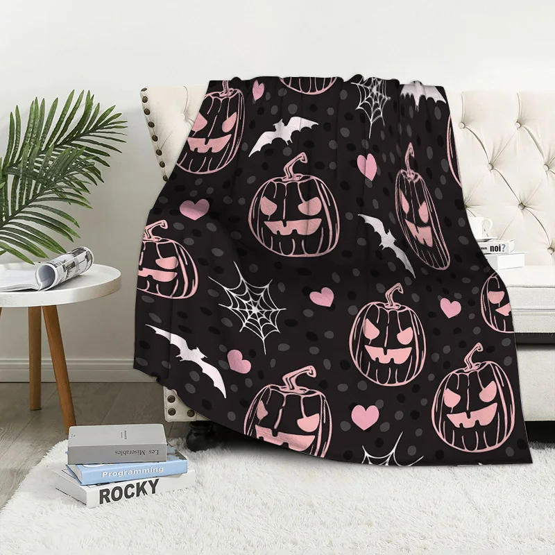 Home decoration plush Throw Sofa blanket Bedspread bed fluffy soft blankets decor Plaid Modern Halloween Autumn Pumpkin funny