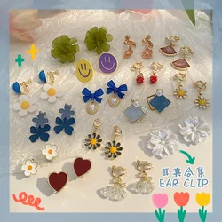 Earclip with No Ear Hole, Female Fashion Temperament, Camellia Flower Earrings, Small, Delicate and Lovely Earrings 2022 Trend