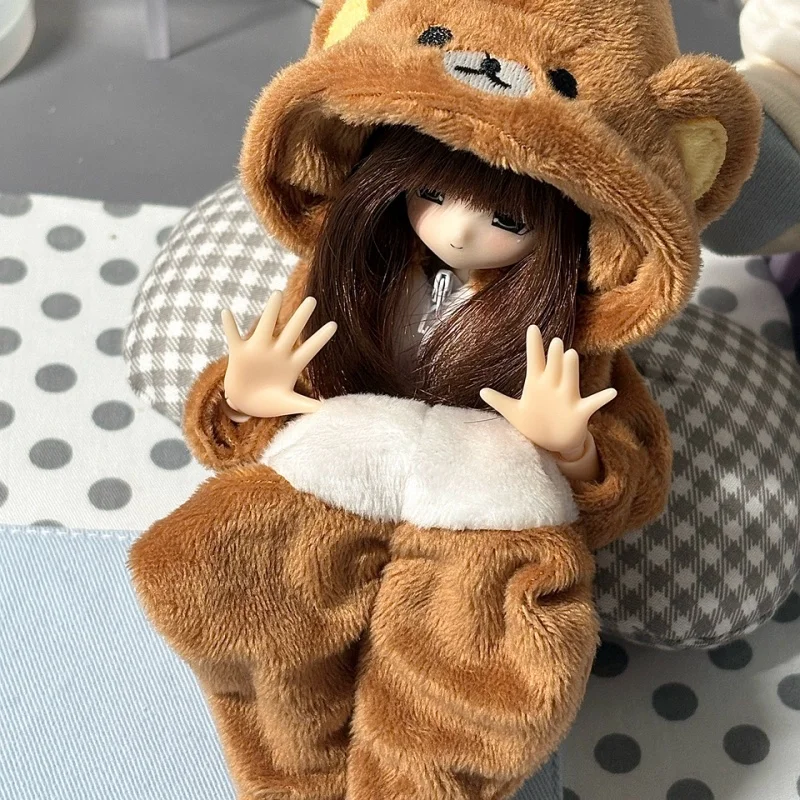 Cute Rilakkuma Bjd Doll Bear Pajama Cute Girl Brown Full Body Coat Baby Clothes view 5