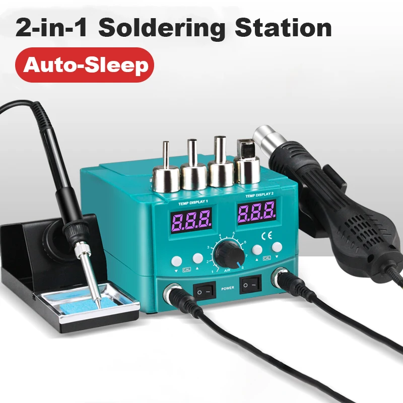700W Anti Statico 2 in 1 Pistola Ad Aria Calda Rilavorazione Stazione di Saldatura Riparazione Strumento di Saldatura LED Doppio Display Digitale Stazione di Saldatura Smd