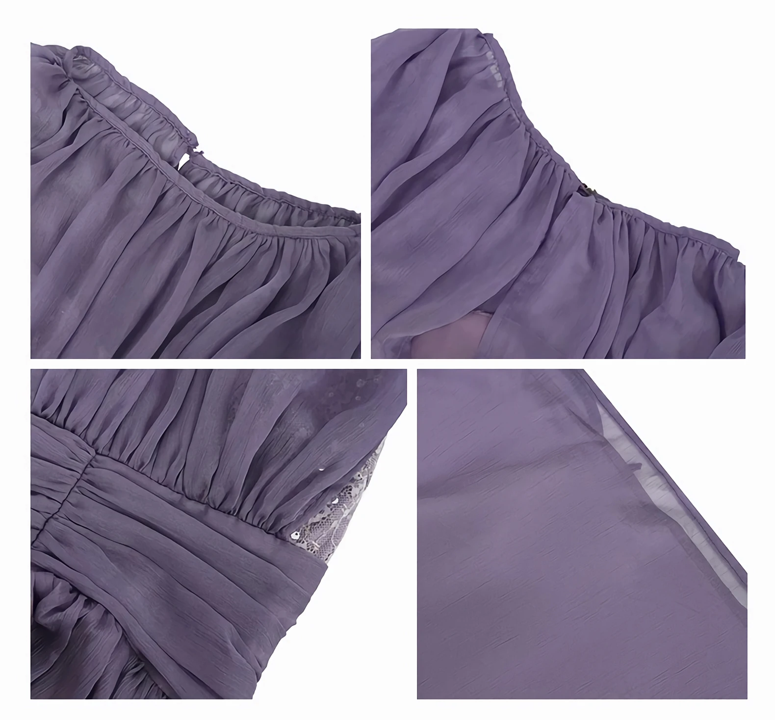A-Leibniz - Summer, New, Women\'s Clothing Design, Pleats, Waist-slimming, Slimming, Ruffles, Purple, Chiffon Dress