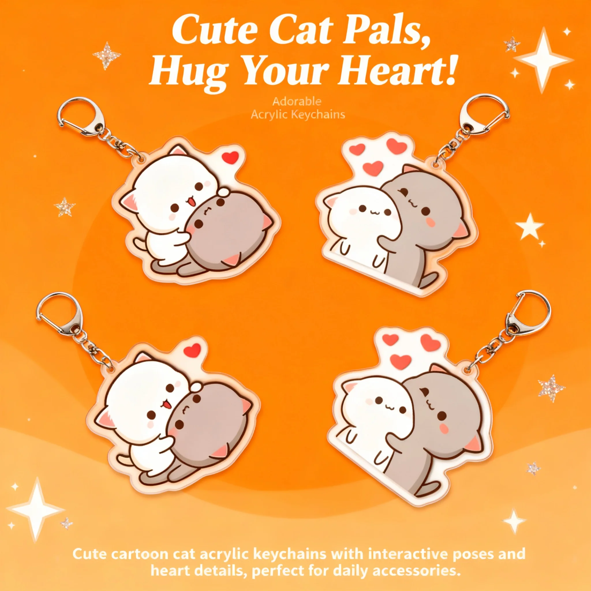

Милый акриловый брелок-подвеска с котами-парой (Персик и Гома), обнимающими друг друга, для женщин, мужчин, детей, девочек, мальчиков, подростков