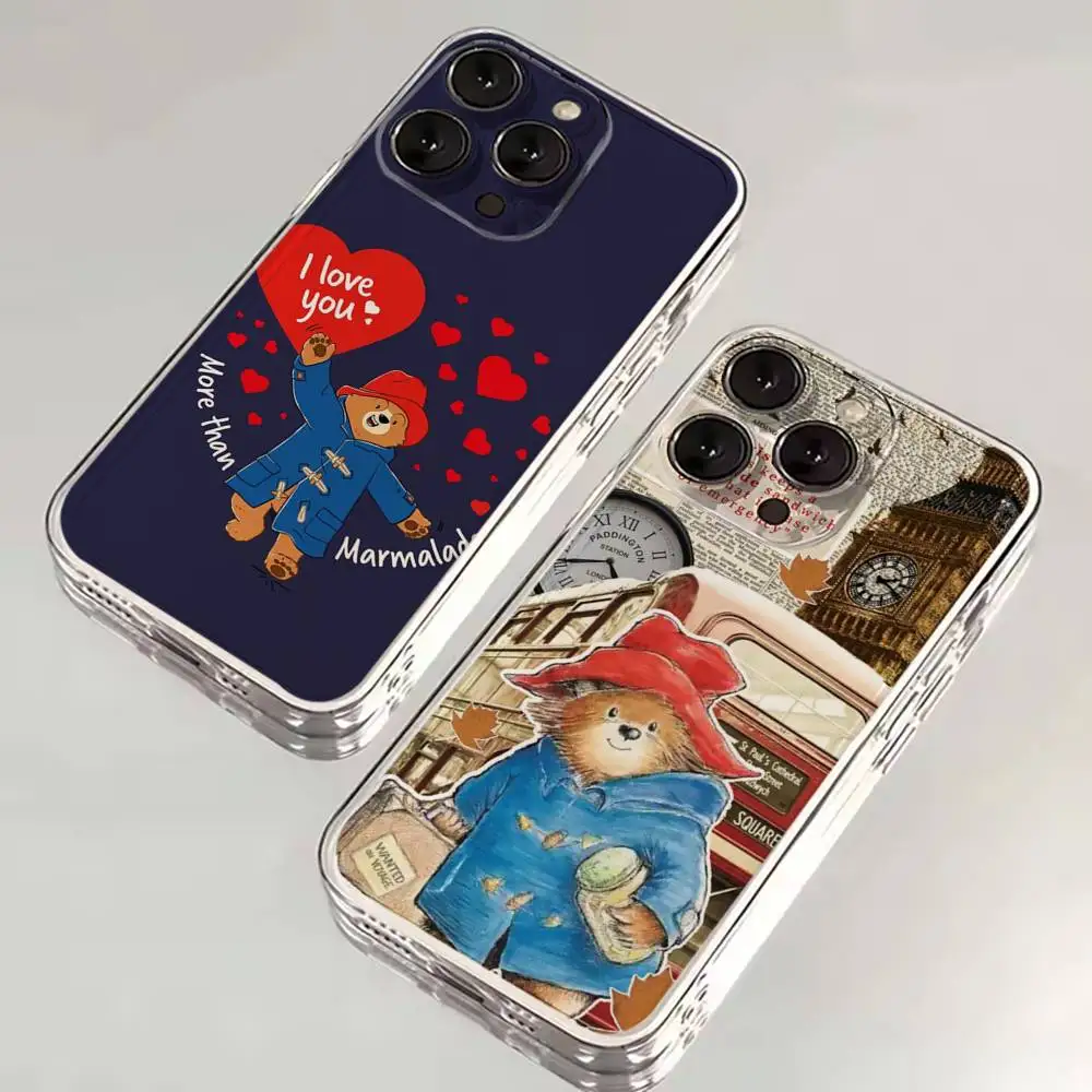 

P-PaddingtonS Bear Cute Phone Case For iPhone 16,15,14,13,12,11,17 Pro,Max,Plus,X,XS,XR,SE,Mini Transparent Soft Cover
