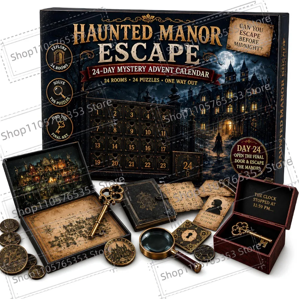 New 24-Day Mystery Adventure Advent Calendar Christmas Puzzle Game with 6 Themes Open A New Discovery Every Day Escape Room view 4