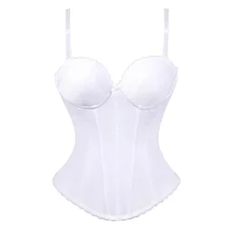 Women Sexy Corset with Strap Cotton Cup Bra Padded Bustier Top Vest Corselet White Black