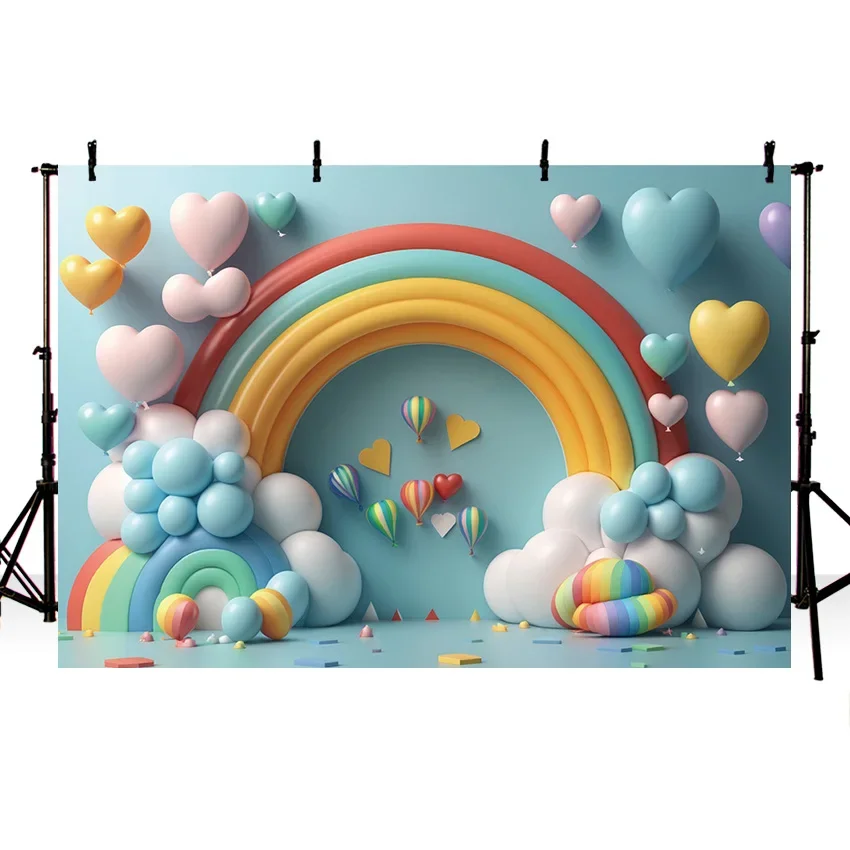 Mehofond Photography Background 3D Colorful Love Heart Balloon Child Birthday Party Decor Family Photozone Photo Studio Backdrop