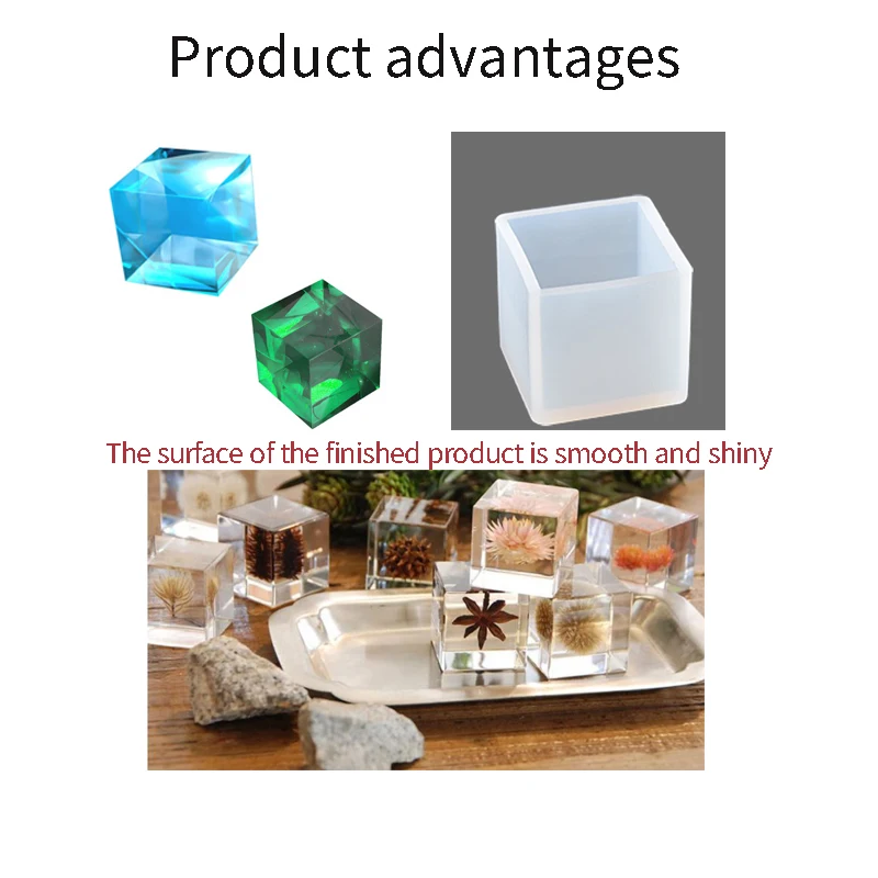 1PC Crystal Drop Glue Non Polishing DIY Jewelry Cube Ornament Plant Dried Flower Insect Specimen Silicone Mold