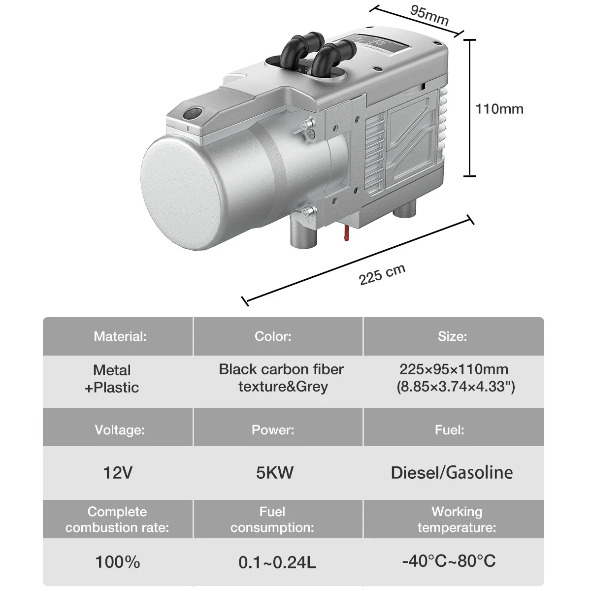 Car Heater 12V 5KW Air Diesel universal water heater 2 mode Diesel/Gasoline  + Remote Control LCD Monitor for Motor Trucks