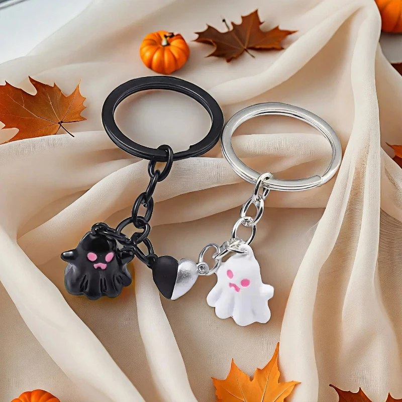 Neue Geist Halloween Schlüsselbund Gepaart Paar Schlüssel Ring Valentinstag Geschenk Auto Tasche Charme Metall Halter Pendent Festliche Dekorationen