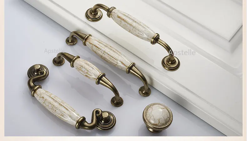 European Bronze Ceramic Cabinet Handles Zinc Alloy Drawer Knobs Wardrobe Door Handles Furniture Handle