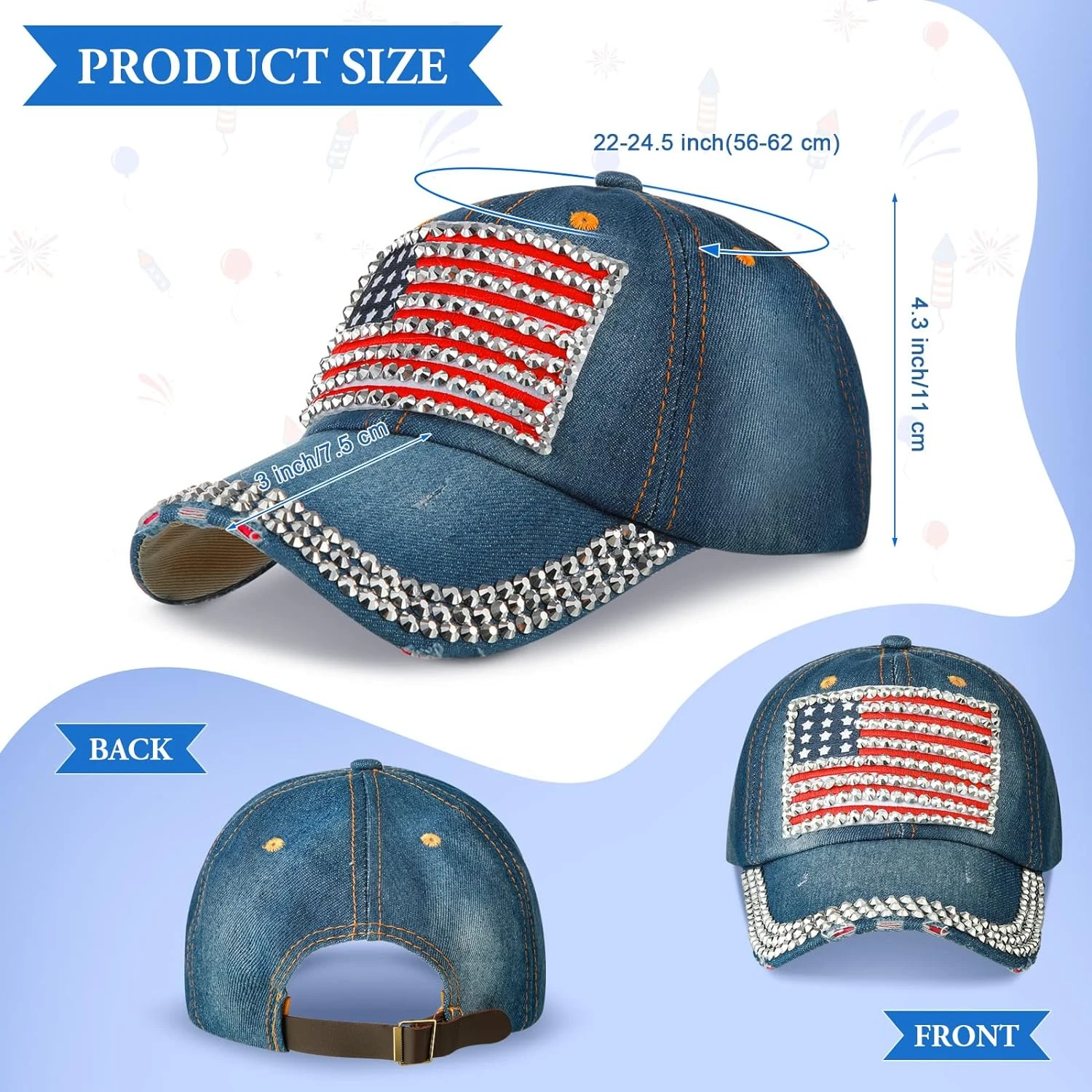 Elegant and stylish Patriotic Cowboy Hat, perfect for celebrating America's birthday! Ideal statement piece for festive occasion