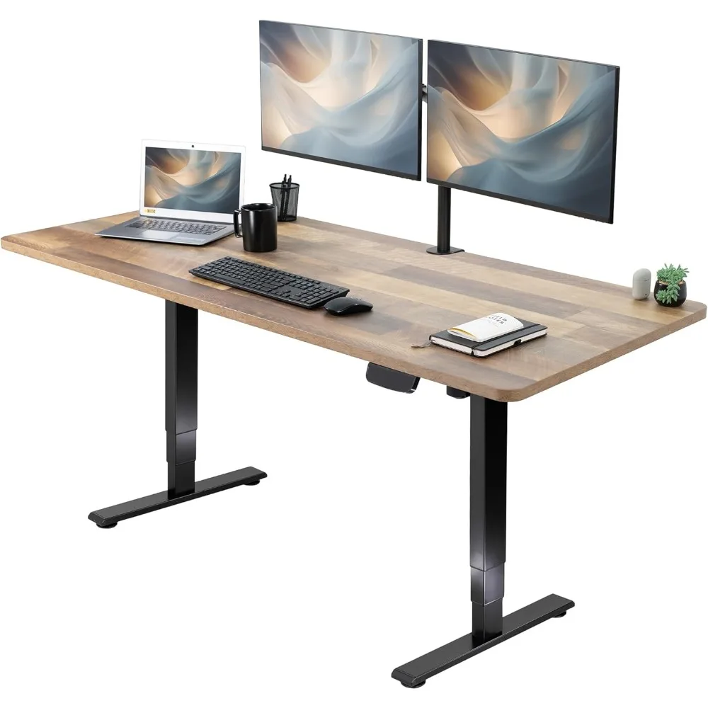 71 x 30 inch Standing Desk, 176 lb Frame Support, Reclaimed Wood Top Black Frame, Office Desks